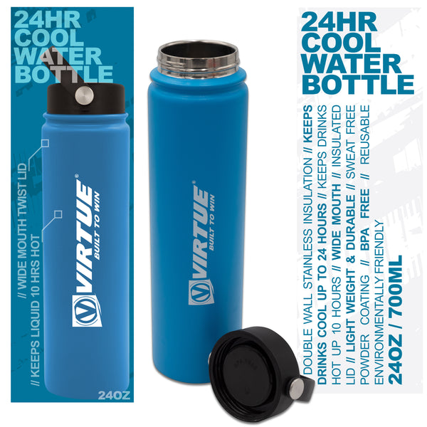 Virtue Stainless Steel 24Hr Cool Water Bottle - 710ml - Blue